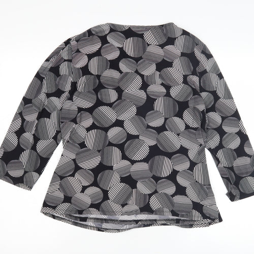 CC Women's Black XL Wrap Geometric Blouse