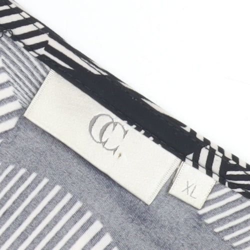 CC Women's Black XL Wrap Geometric Blouse