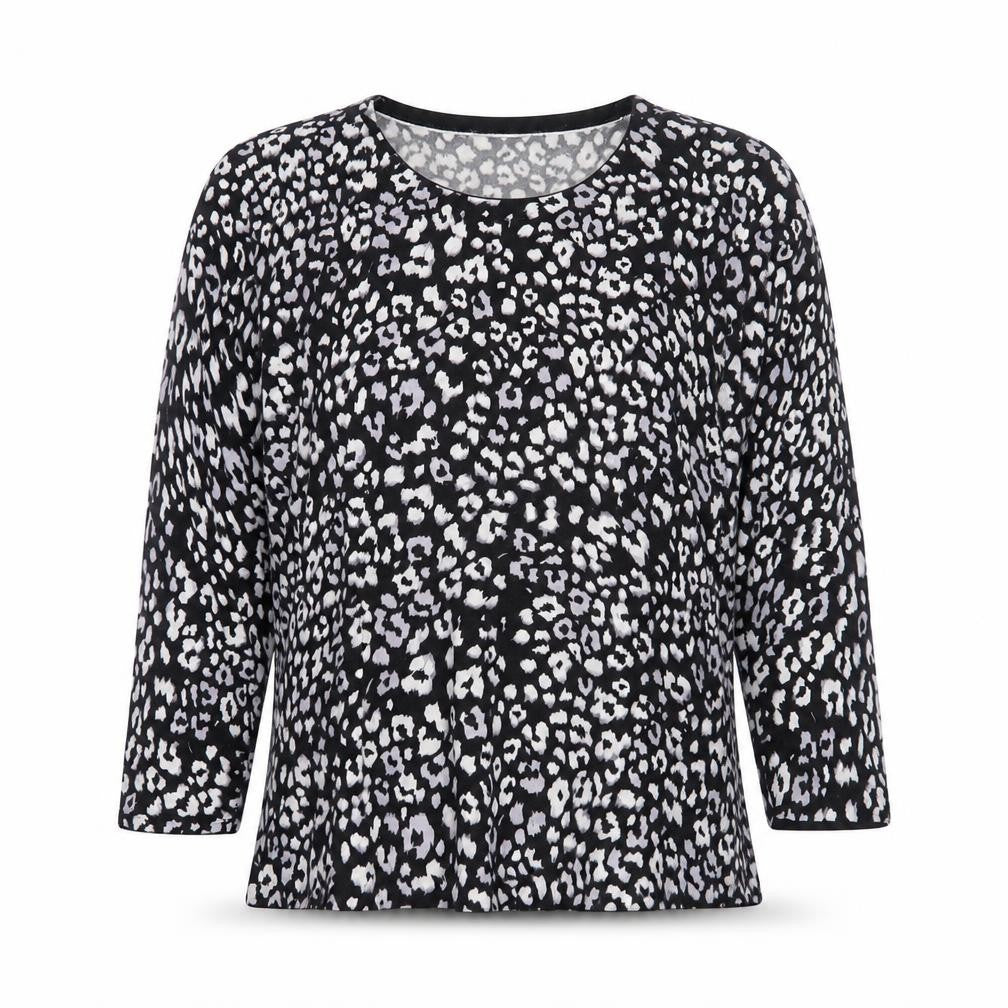 Front view of Precis Women's Black Animal Print jumper M