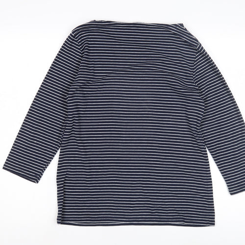 Bonmarché Women's Blue Striped T-Shirt 14 with Sequin Heart