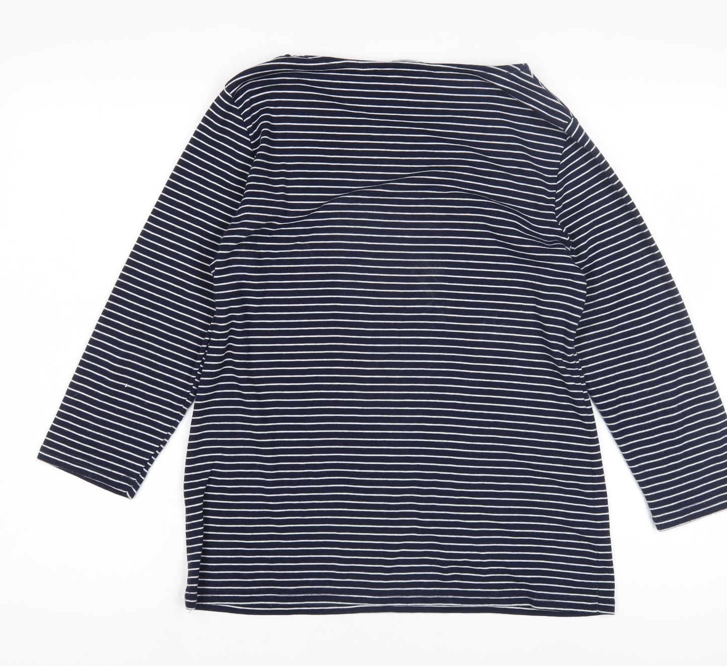 Bonmarché Women's Blue Striped T-Shirt 14 with Sequin Heart