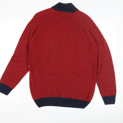 Cotton Traders Men's Red Argyle Pullover Jumper M