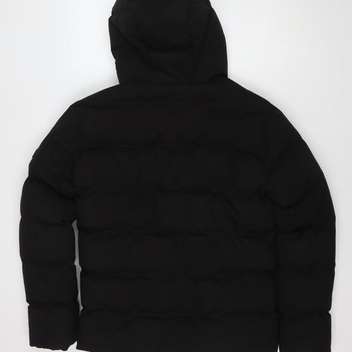STATUS Men's Black Puffer Jacket - S, Hooded Winter Style