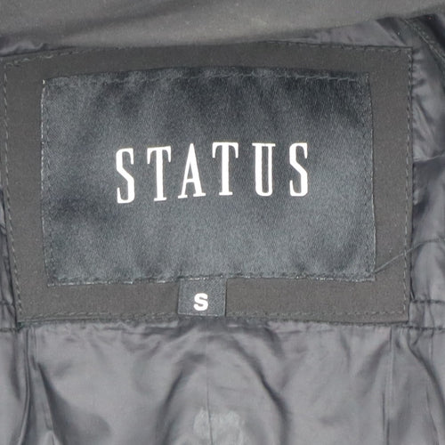 STATUS Men's Black Puffer Jacket - S, Hooded Winter Style