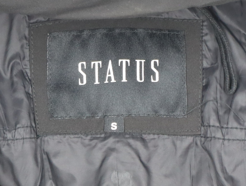 STATUS Men's Black Puffer Jacket - S, Hooded Winter Style