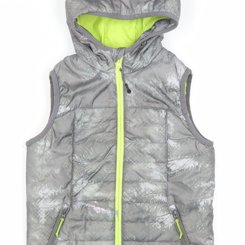 Decathlon Boys Grey Hooded Puffer Jacket 8 Years