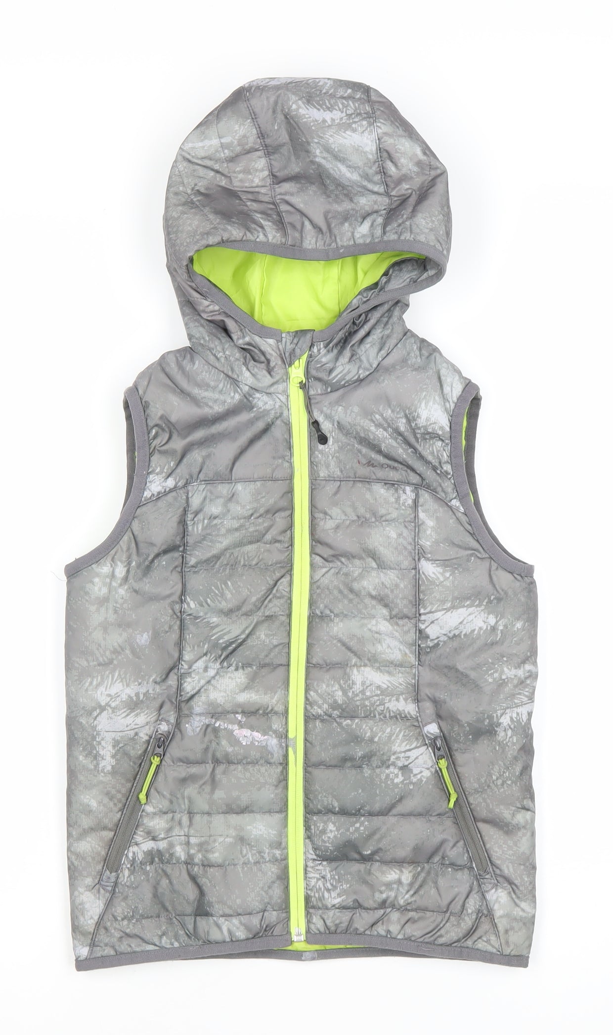 Decathlon Boys Grey Hooded Puffer Jacket 8 Years