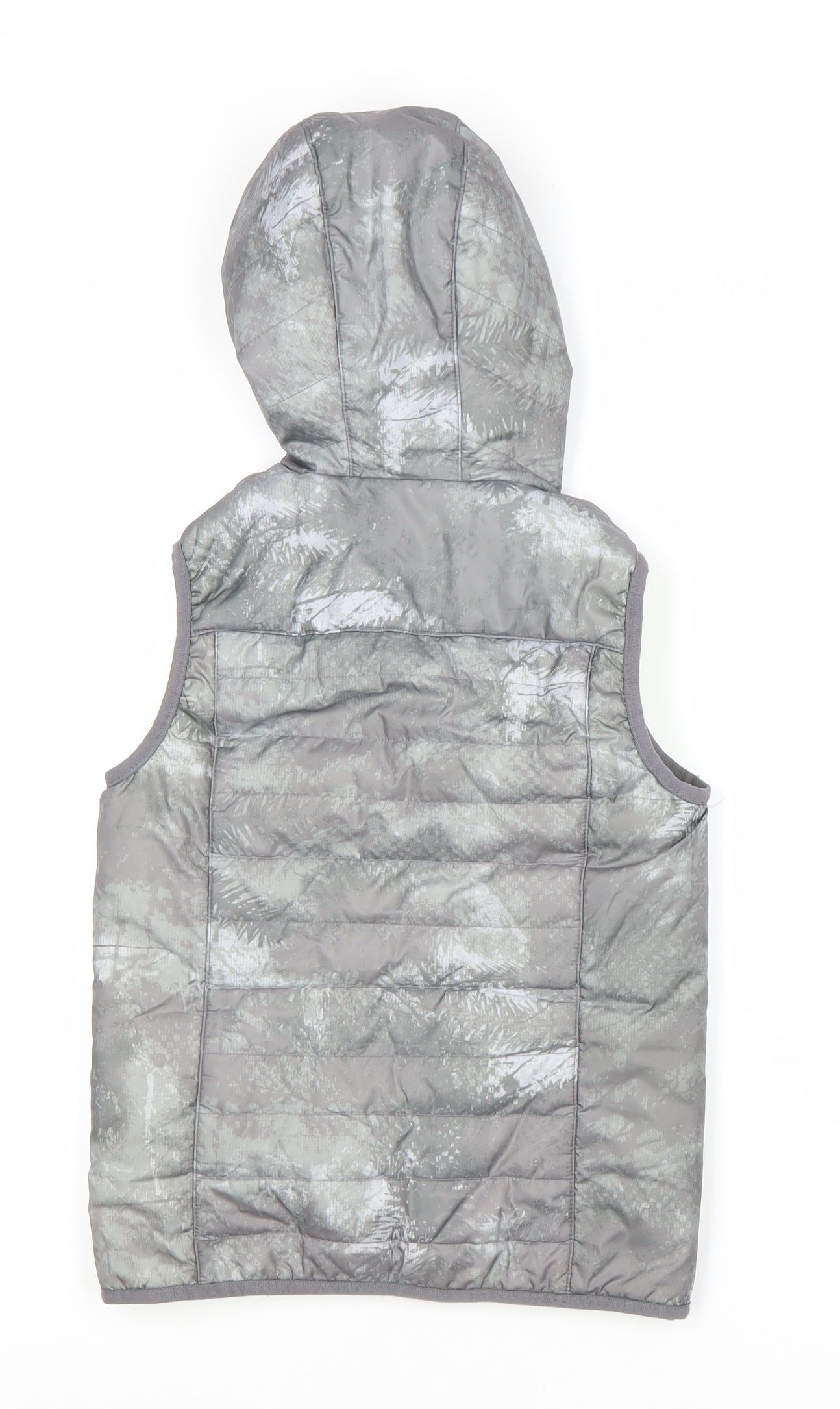 Decathlon Boys Grey Hooded Puffer Jacket 8 Years