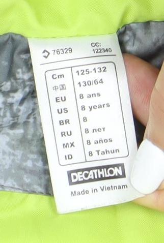 Decathlon Boys Grey Hooded Puffer Jacket 8 Years