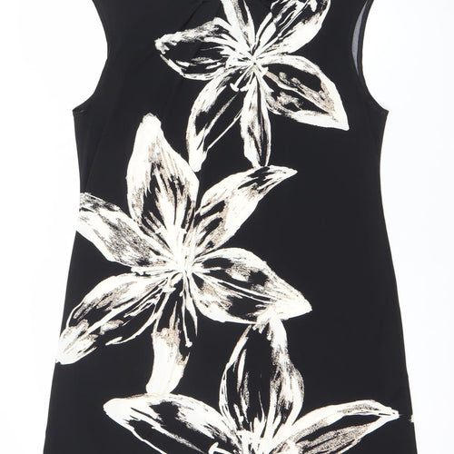 Wallis Black Floral Shift Dress, Size 10, Women's Party