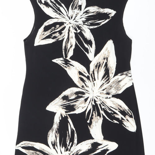 Wallis Black Floral Shift Dress, Size 10, Women's Party