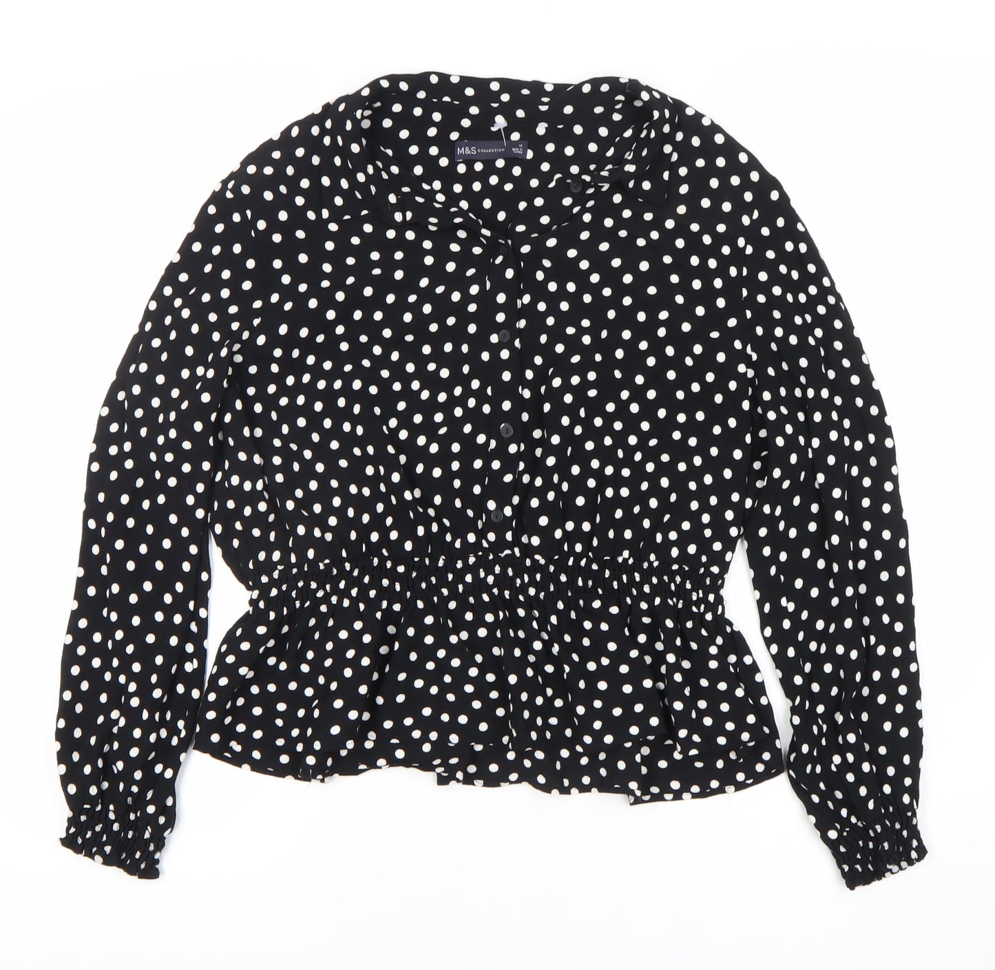 Marks and Spencer Women's Black Polka Dot Blouse Size 18