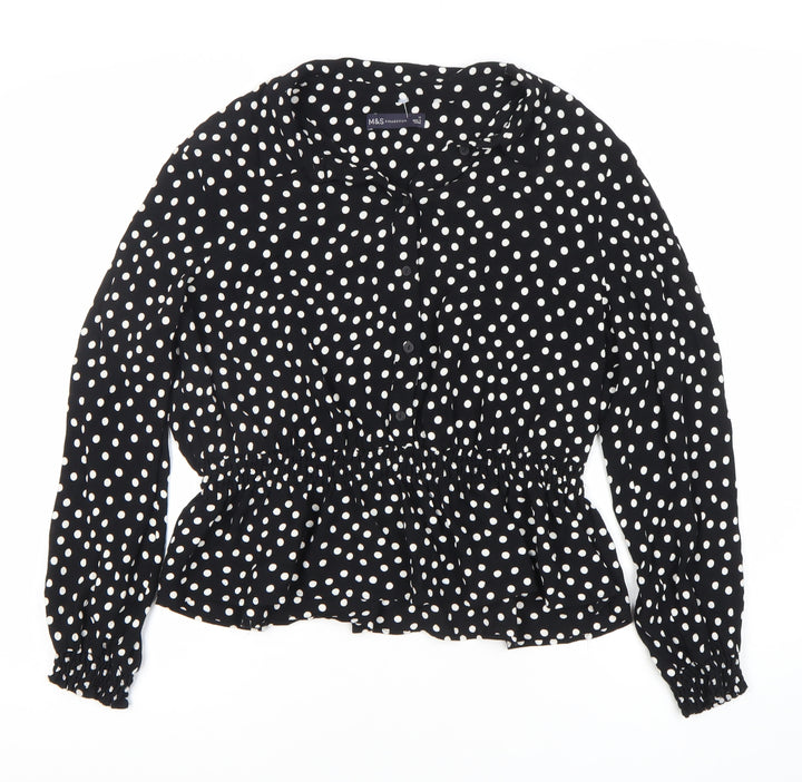 Marks and Spencer Women's Black Polka Dot Blouse Size 18
