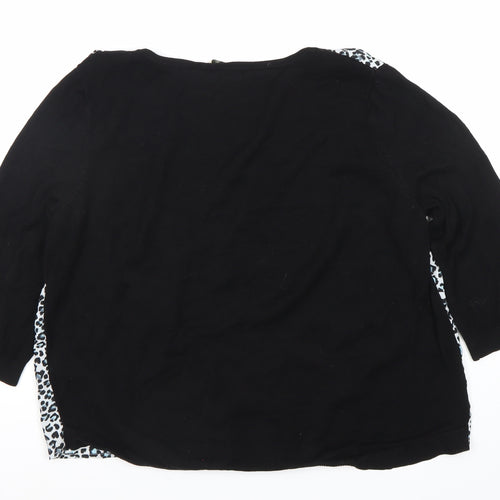 Oasis Women's Large Black Animal Print Blouse
