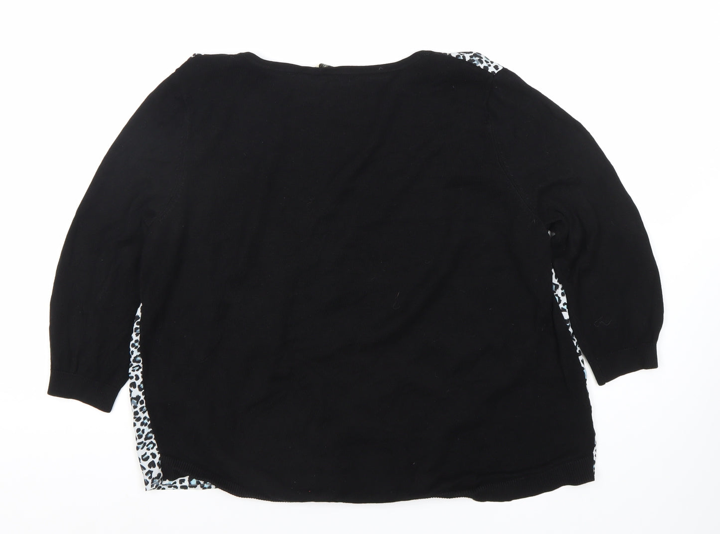 Oasis Women's Large Black Animal Print Blouse