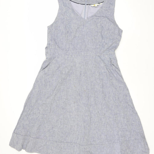 Boden Women's Grey A-Line Linen Blend Sleeveless Dress