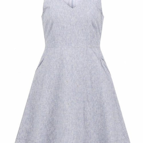 Boden Women's Grey A-Line Linen Blend Sleeveless Dress