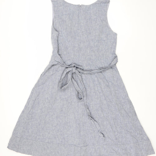Boden Women's Grey A-Line Linen Blend Sleeveless Dress