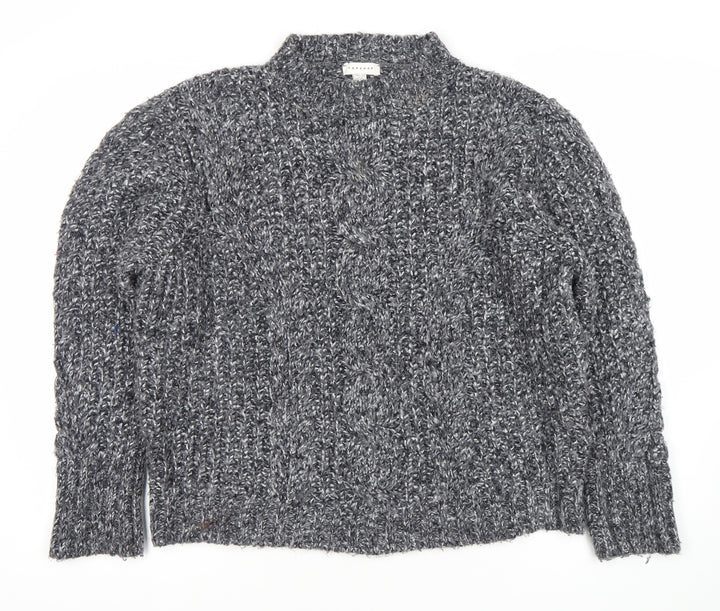 Topshop Women's Grey Chunky-Knit Jumper, Size 14