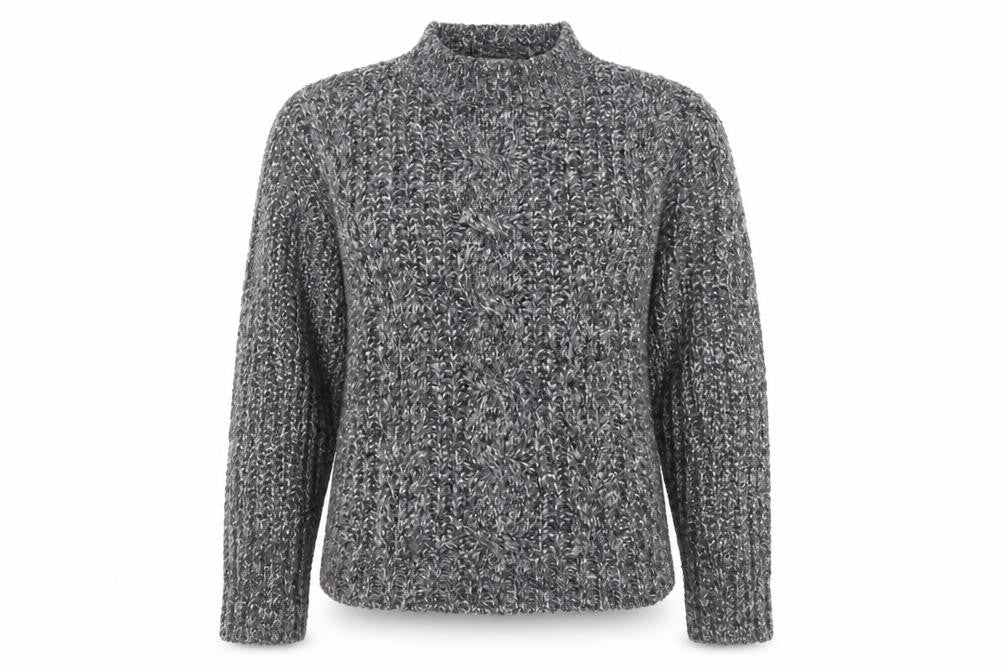 Front view of Topshop Women's Grey Chunky-Knit Jumper, size 14