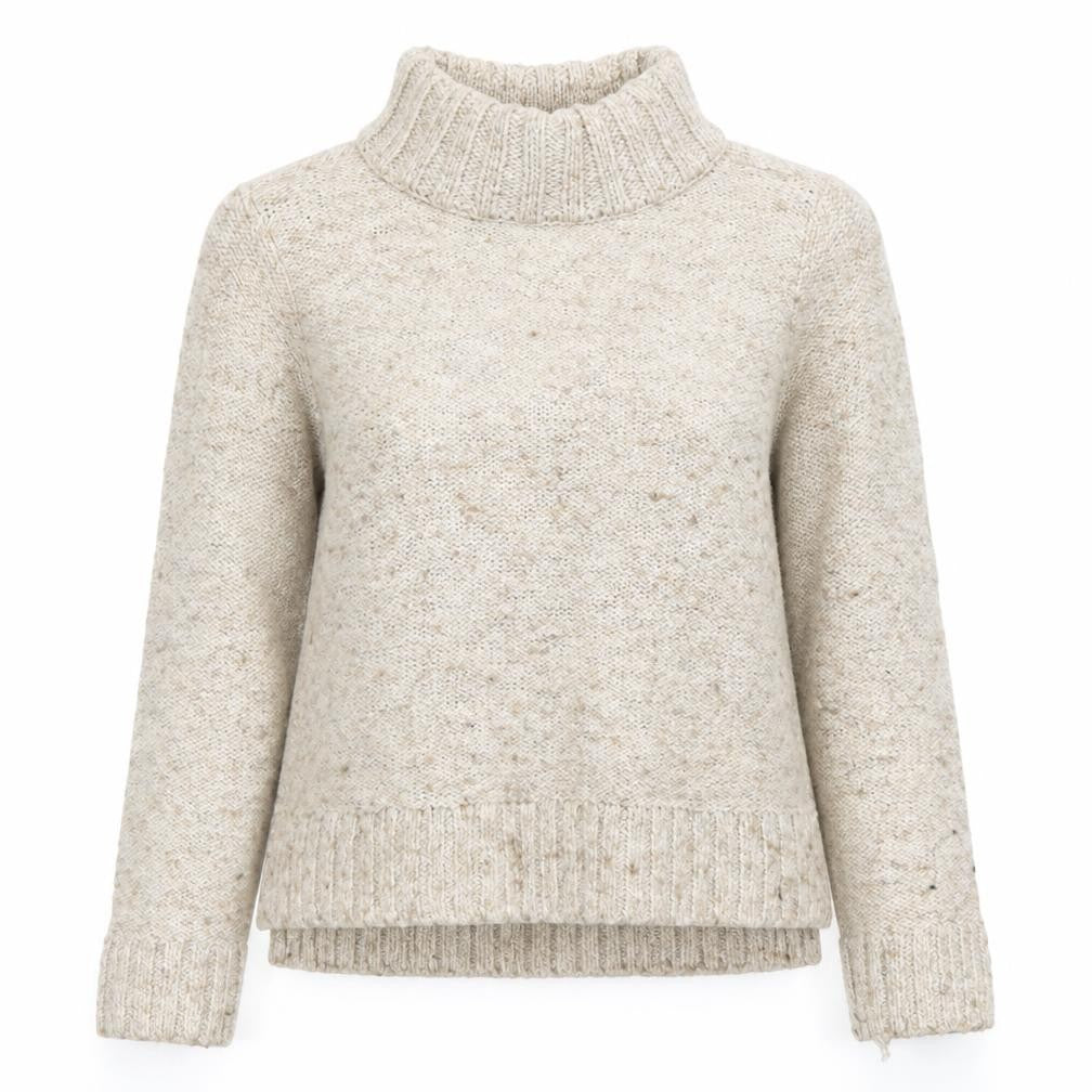 Front view of Hollister Women's Beige Roll Neck jumper M