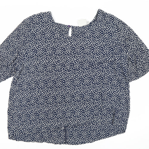 ICHI Women's Blue Polka Dot Blouse Size 12
