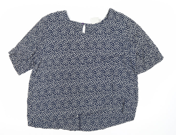 ICHI Women's Blue Polka Dot Blouse Size 12