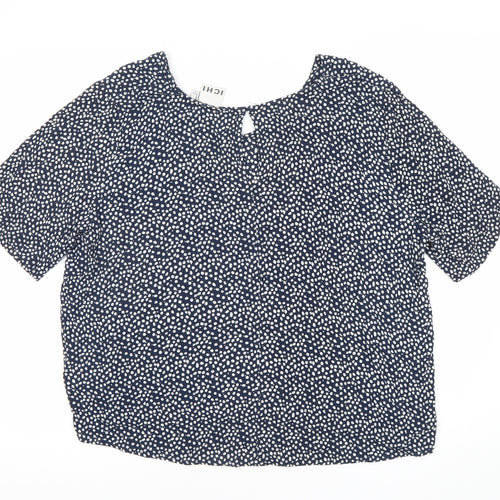 ICHI Women's Blue Polka Dot Blouse Size 12