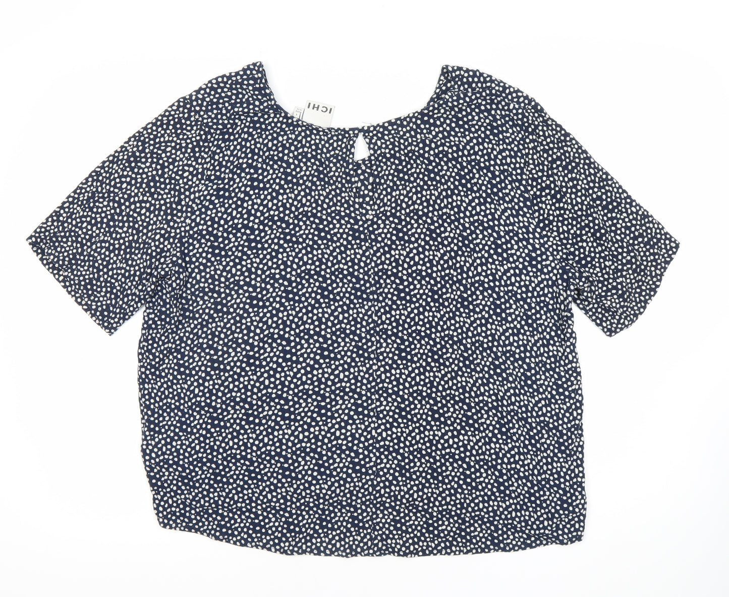 ICHI Women's Blue Polka Dot Blouse Size 12