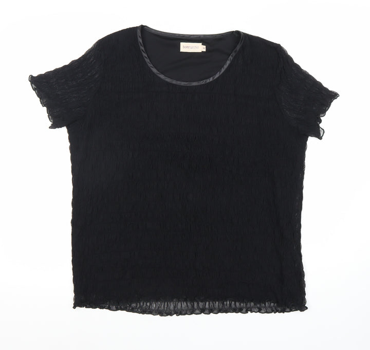 Bonmarché Women's Black Short Sleeve Top M