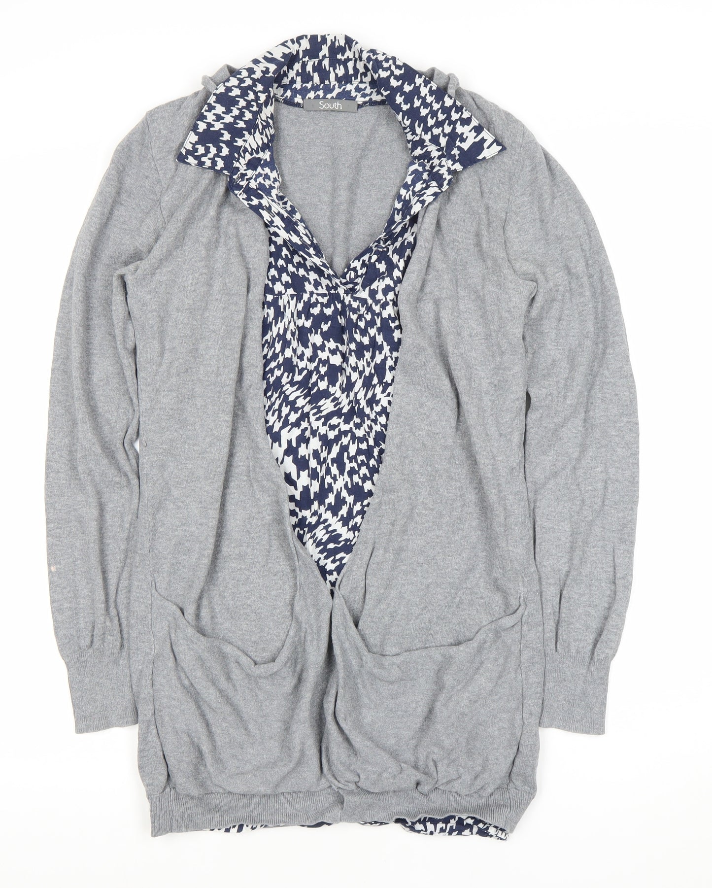 South Women's Grey Cardigan UK Size 12 Cotton