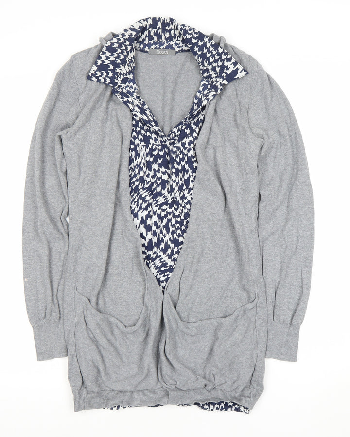 South Women's Grey Cardigan UK Size 12 Cotton