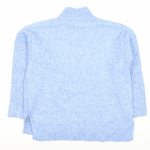 Marks and Spencer Women's Blue Mock Neck Jumper - L