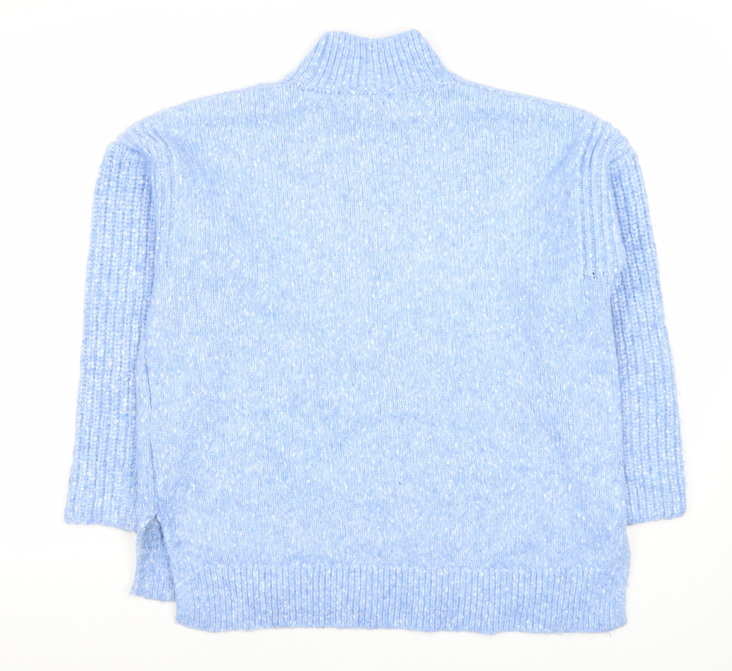 Marks and Spencer Women's Blue Mock Neck Jumper - L