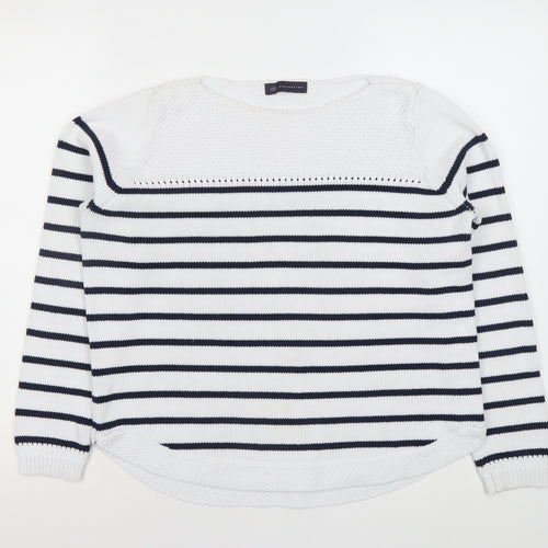 Marks and Spencer Women White Striped Jumper Size 14