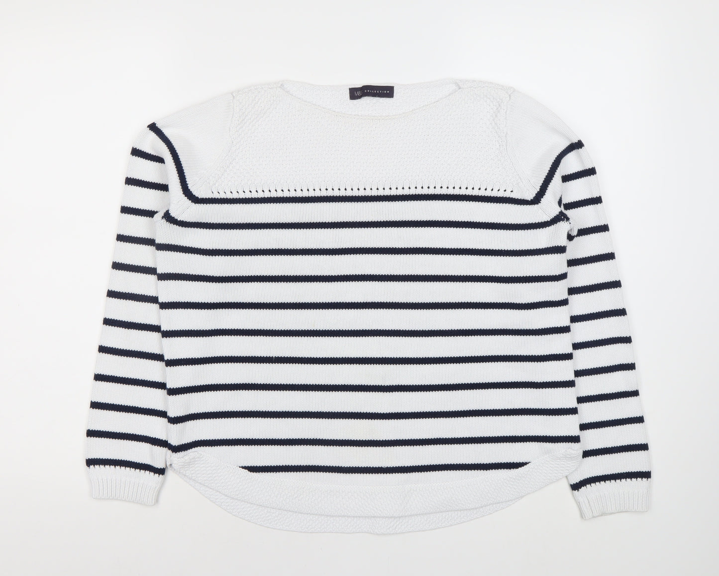 Marks and Spencer Women White Striped Jumper Size 14