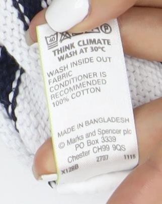Marks and Spencer Women White Striped Jumper Size 14
