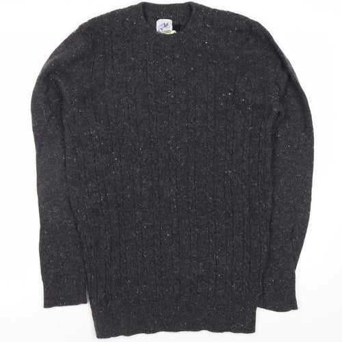 John Partridge Unisex Black Cable-Knit Pullover XL