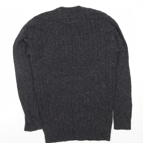 John Partridge Unisex Black Cable-Knit Pullover XL