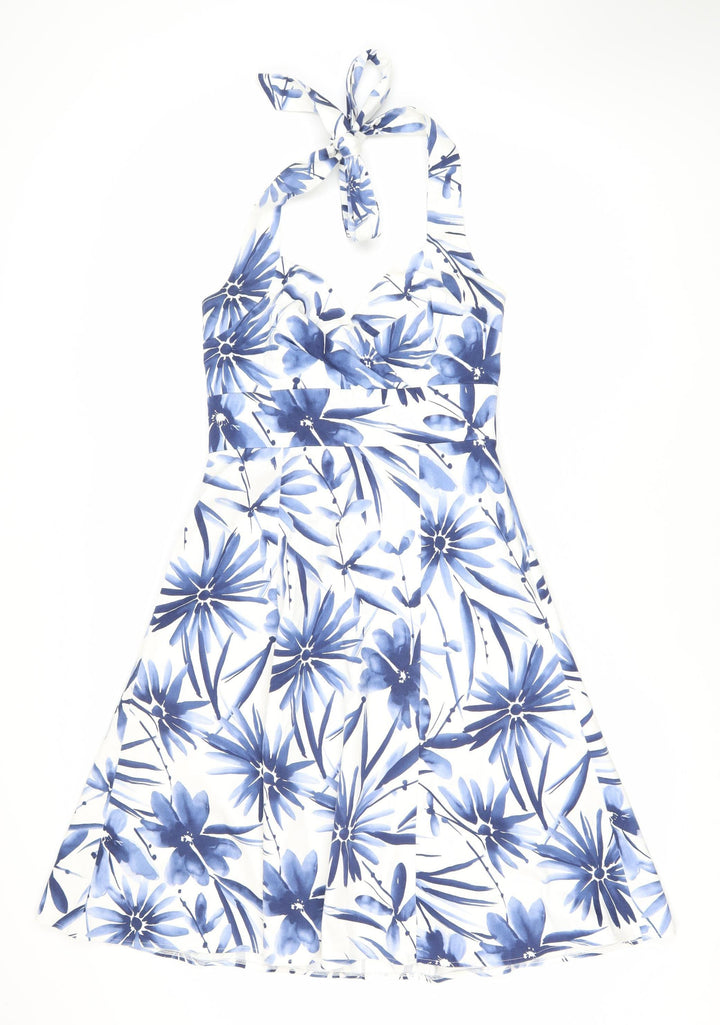 Wallis Women's Blue Floral A-Line Dress Size 10