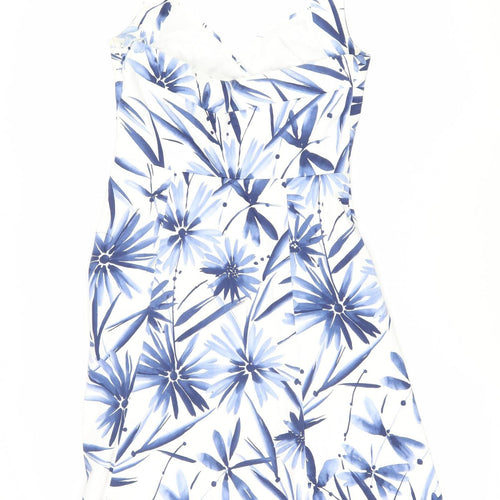Wallis Women's Blue Floral A-Line Dress Size 10