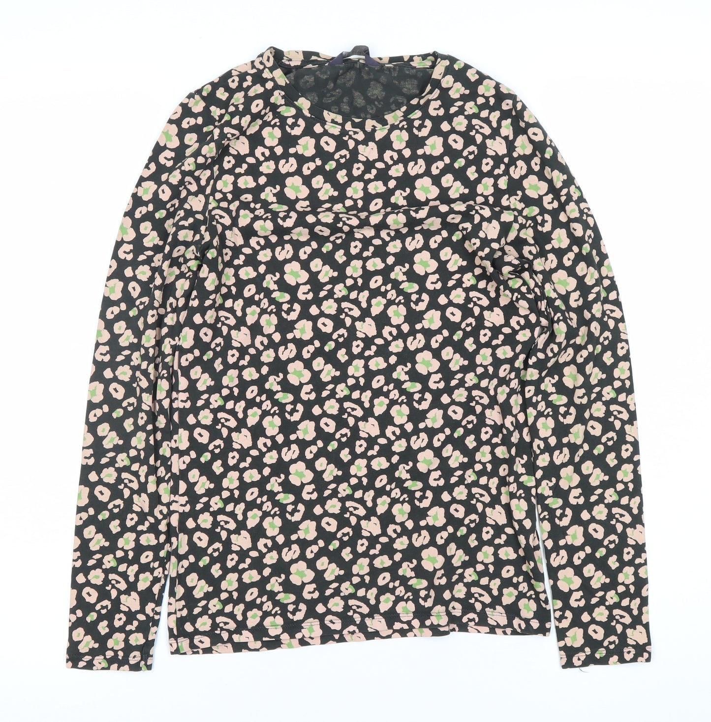 Marks and Spencer Women's Black Floral T-Shirt Size 8
