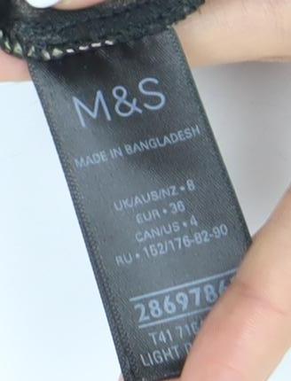 Marks and Spencer Women's Black Floral T-Shirt Size 8