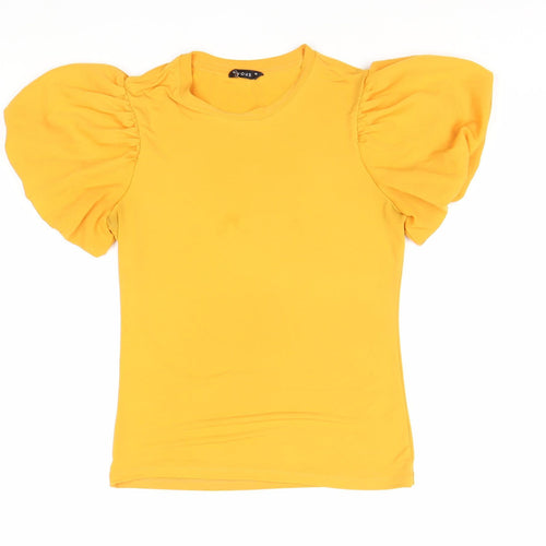 Evyous Women's Yellow Puff Sleeve T-Shirt Size 10