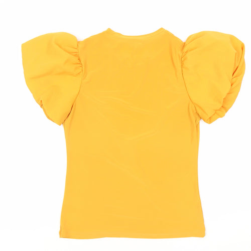 Evyous Women's Yellow Puff Sleeve T-Shirt Size 10