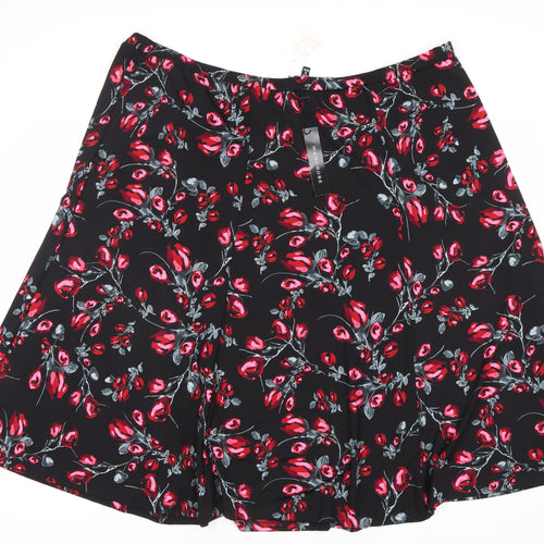 Wardrobe Essentials Unisex Black Floral A-Line Skirt - 30