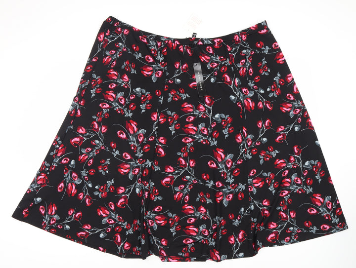 Wardrobe Essentials Unisex Black Floral A-Line Skirt - 30