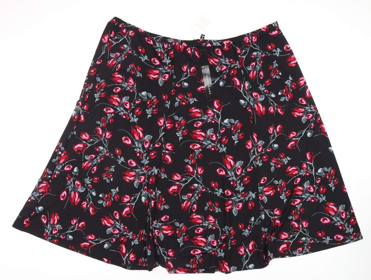Wardrobe Essentials Unisex Black Floral A-Line Skirt - 30