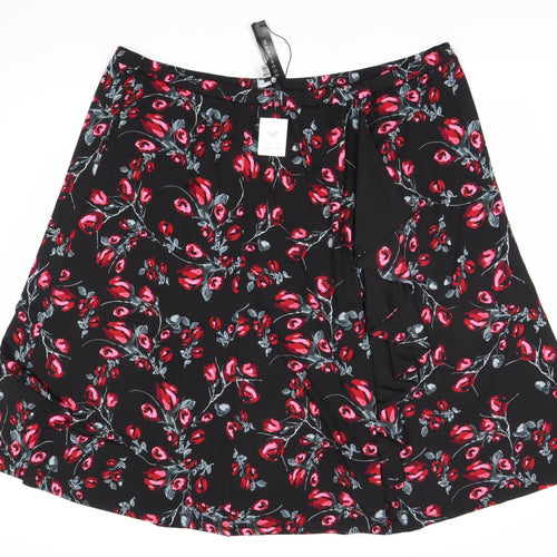 Wardrobe Essentials Unisex Black Floral A-Line Skirt - 30