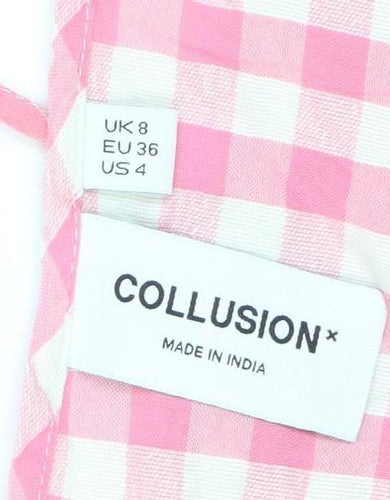 Collusion Pink Check Women's Sleeveless Summer Dress